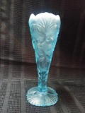 Vintage Blue Opalescent FENTON Art Glass Vase