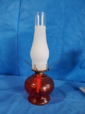 Vintage Kerosene red glass oil lamp