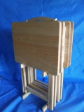 Light Wood 4 TV Tray Set