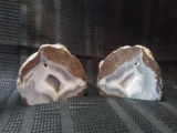 Pair of Geode Rock, Felt-lined Paperweights