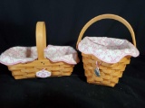 NICE Pair of LONGABERGER Breast cancer awareness HOPE lined baskets