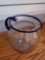 Hand Blown Squat-body Pitcher with Cobalt Blue Handle and Rim