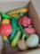 Box of Mexican Paper Mache Fruit and vegetables, decor