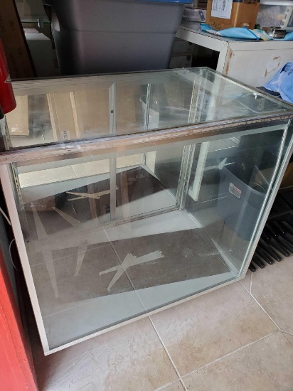 1 (of 2)Spartan showcase glass wired cabinet Display case, With KEY, mirrored back