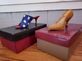 Just The Right Shoe Figurines GOLDEN STILLETTO AND STAR SPANGLED