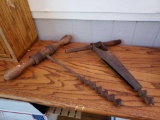 Pair of Large Antique Hand Tools, Corkscrew Style