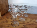 (6) MCM mid-century silver rimmed, lined MARTINI glasses