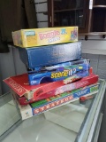 Board Games grouping including Stratego, UNO wild tile's, Career's, Scene it, Boggle junior letters,