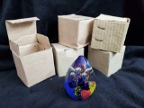 (5) NEW in box SDS Seapoot GLASS paper weights - Bubbles and Blocks