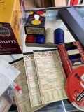 Vintage Thesco Poker chip set, Bridge score pads Goren Bidding wheel and other cool stuff