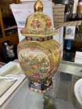 Gorgeous hand painted Moriage style ginger jar urn