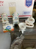 5 pieces of Occupied Japan porcelain including Victorian chairs and Mocco