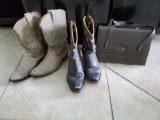 Vintage Leather Boots and purse including ACME boots