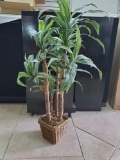 Nice Faux Palm Plant Foliage, wicker Potted, heavy base