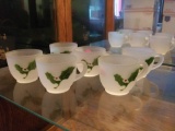Federal Glass Christmas Holly Punch Cups