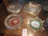 (4) Vintage Ashtrays, Glass and Classy including MGM grand Lion