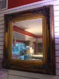Large Awesome beveled Edge hanging wall mirror with gilded look, darkened for depth