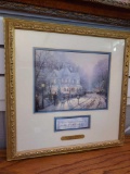 framed and matted behind glass with plaque Thomas Kinkade, certificate of authenticity Print