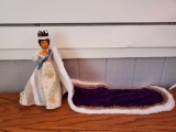 Queen Elizabeth Doll with Purple Train, No arms