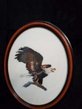 Nicely Framed PATRIOTIC Eagle needlepoint, Oval