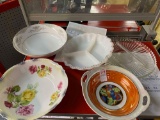 Antique and vintage glassware bowls and servers including Milk Glass