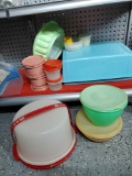 Vtg TUPPERWARE grouping including Turquoise BREAD box