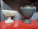 (2) Pedestal and Urn style planters, heavy