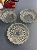 3 gorgeous heavy lead Crystal vintage ashtrays