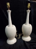 Pair of Vintage glossy Ceramic Table Lamps Mid Century Modern