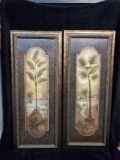 Pair Large nicely framed Tropical Palms, rope embossed frames