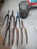 (6) Bike Tire forks in metal bin