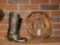 ACCURATE Cast cowboy boot and COPPERCRAFT Guild Plate decor