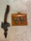 Silver Cowboy jewelry lot Including saddle with leather strap and Sterling overlay horse tips