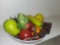 Made in Italy, Hand Painted fruit bowl with tough plastic fruit