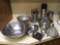 large grouping of kitchen and prep bowls, stainless and aluminum