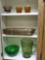 Colored Kitchen Incuding Green Ice Tea Pitcher and Brown Pyrex