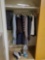 Closet grouping including CIRCLE S western suits, hefty over the door hanging racks, mens suits