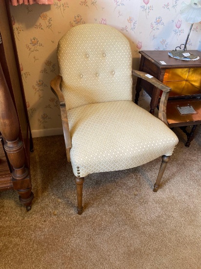 Gorgeous Antique arm chair with upholstered seat and back