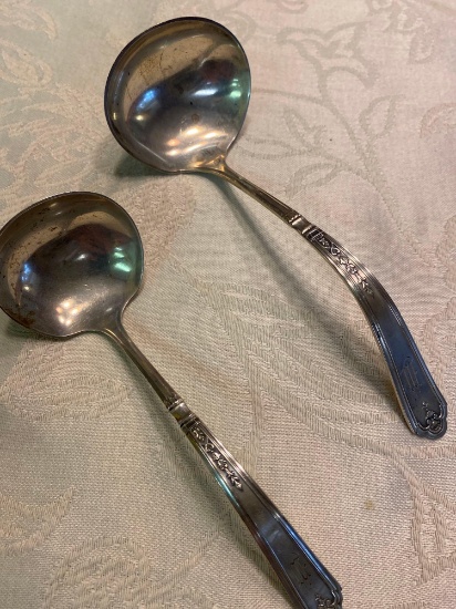 2 antique matching Sterling silver soup Ladles