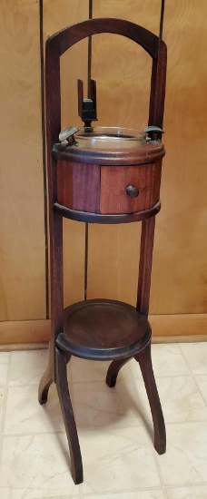 Fabulous Vintage/Antique Wooden, Glass ashtray stand