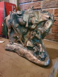 Vintage Bronze style RELIC ART Horse and Cowboy sculpture