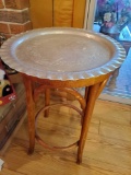 Hand Forged Hammered EVERLAST METAL tray and caned stool