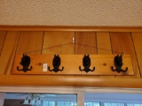 (4) Cast HORSE hooks wall hanging pine