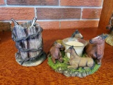 WESTERN theme decor- candle and pen holder - horse, barbed wire stump