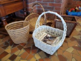 Basket grouping including vintage woven, flat and waste