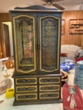 Wonderful wooden Dresser top 22 inch jewelry chest with glass doors and lots of storage