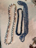 3 beautiful glass, stone and painted bead necklaces