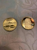 Pair of 24k Gold plate over base metal Jesus and Last Supper Coins