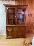 Rustic 1970s Solid wood 2 piece China hutch