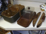 Trio of Vintage Serving, Wooden and Brown